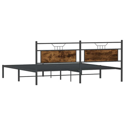 Smoked Oak Bed Frame 200x200 cm - Engineered Wood, No Mattress