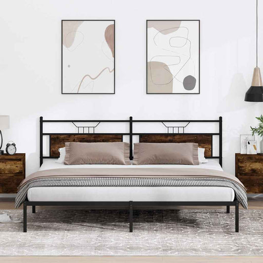 Smoked Oak Bed Frame 200x200 cm - Engineered Wood, No Mattress