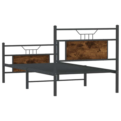 Smoked Oak Small Single Bed Frame 75x190 cm - Engineered Wood