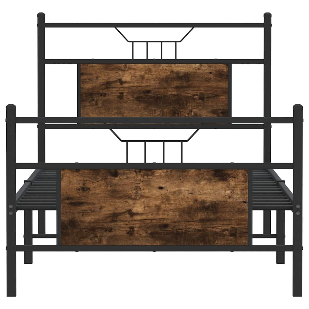 Single Bed Frame, Smoked Oak Finish, 90x190 cm, Engineered Wood