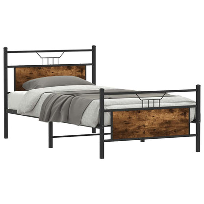 Smoked Oak Engineered Wood Bed Frame 100x190 cm (No Mattress)