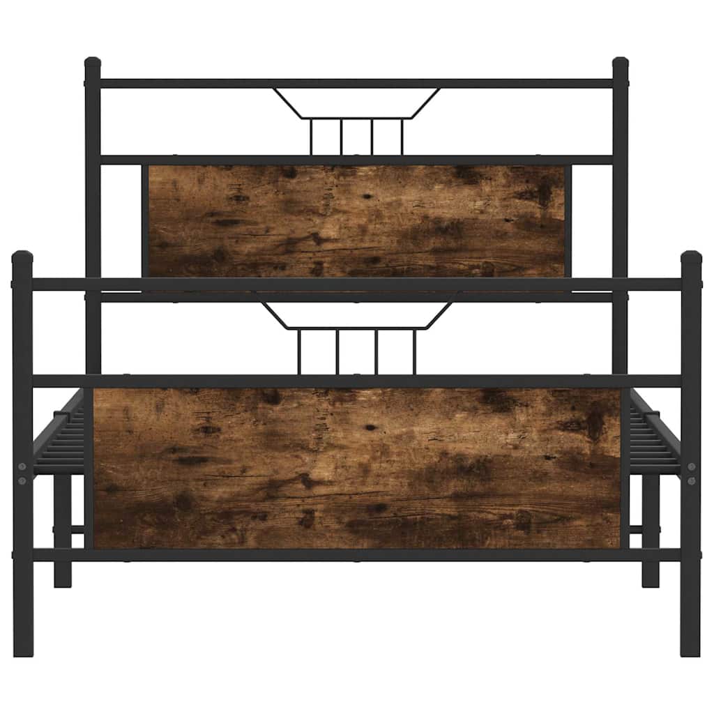 Smoked Oak Engineered Wood Bed Frame 100x190 cm (No Mattress)