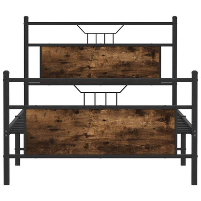 Smoked Oak Engineered Wood Bed Frame 100x190 cm (No Mattress)