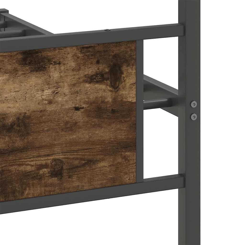 Smoked Oak Engineered Wood Bed Frame 100x190 cm (No Mattress)