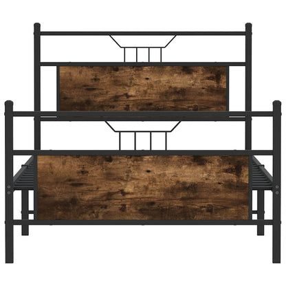 Smoked Oak Bed Frame 100x200 cm - Engineered Wood (No Mattress)