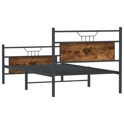 Smoked Oak Bed Frame 100x200 cm - Engineered Wood (No Mattress)