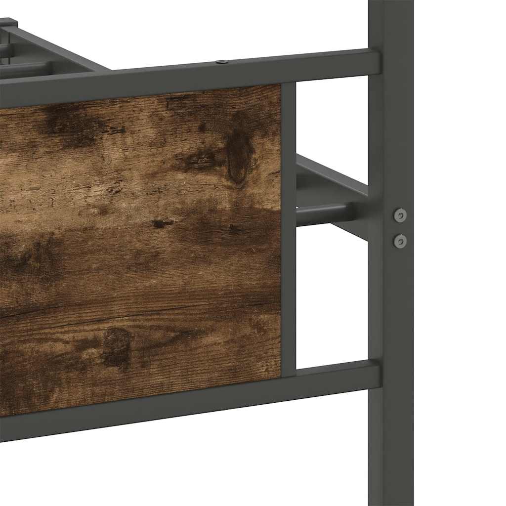 Smoked Oak Bed Frame 100x200 cm - Engineered Wood (No Mattress)