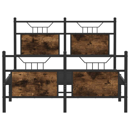 Smoked Oak Small Double Bed Frame 120x190 cm - Engineered Wood