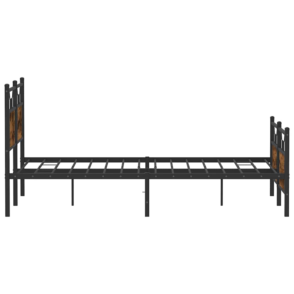 Smoked Oak Engineered Wood Bed Frame 140x190 cm - No Mattress