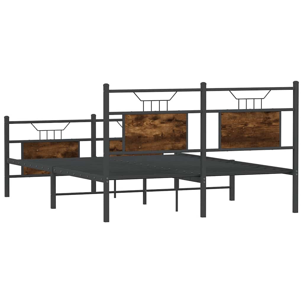 Smoked Oak Engineered Wood Bed Frame 140x190 cm - No Mattress