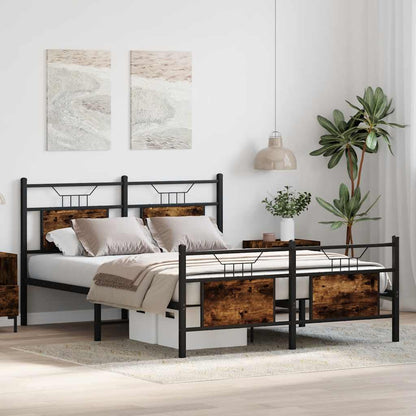 King Size Bed Frame 150x200 cm, Smoked Oak Wood, No Mattress