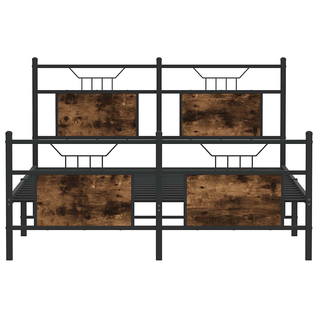 King Size Bed Frame 150x200 cm, Smoked Oak Wood, No Mattress