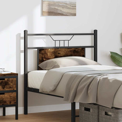 Smoked Oak Headboard 75cm - Engineered Wood & Steel Design