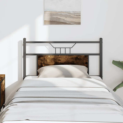 Smoked Oak Headboard 75cm - Engineered Wood & Steel Design