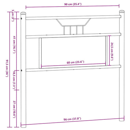 Smoked Oak Headboard 90cm | Engineered Wood & Steel Design