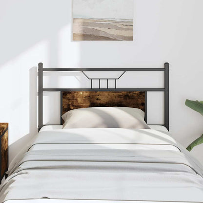 Smoked Oak Headboard 90cm | Engineered Wood & Steel Design