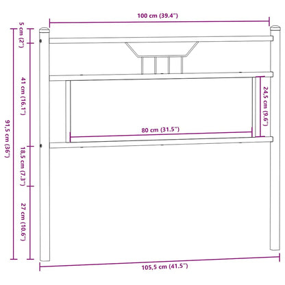 Smoked Oak Headboard 100cm | Engineered Wood & Steel Design