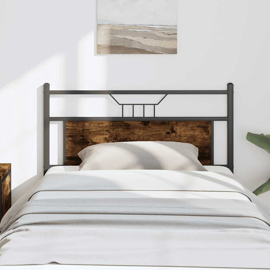 Smoked Oak Headboard 100cm | Engineered Wood & Steel Design