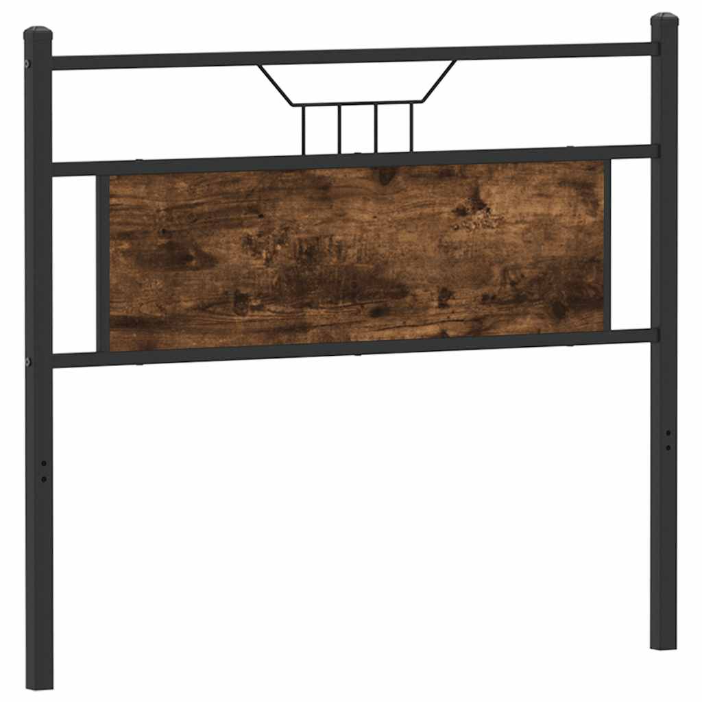 Smoked Oak Headboard 107 cm - Engineered Wood & Steel Design