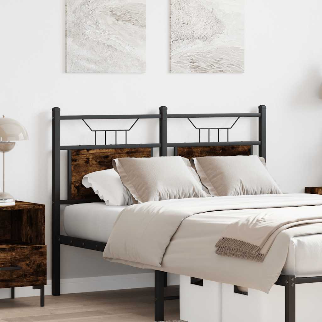 Smoked Oak Headboard - 120cm, Engineered Wood & Steel