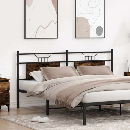 Smoked Oak Headboard, 183 cm - Engineered Wood & Steel Elegance