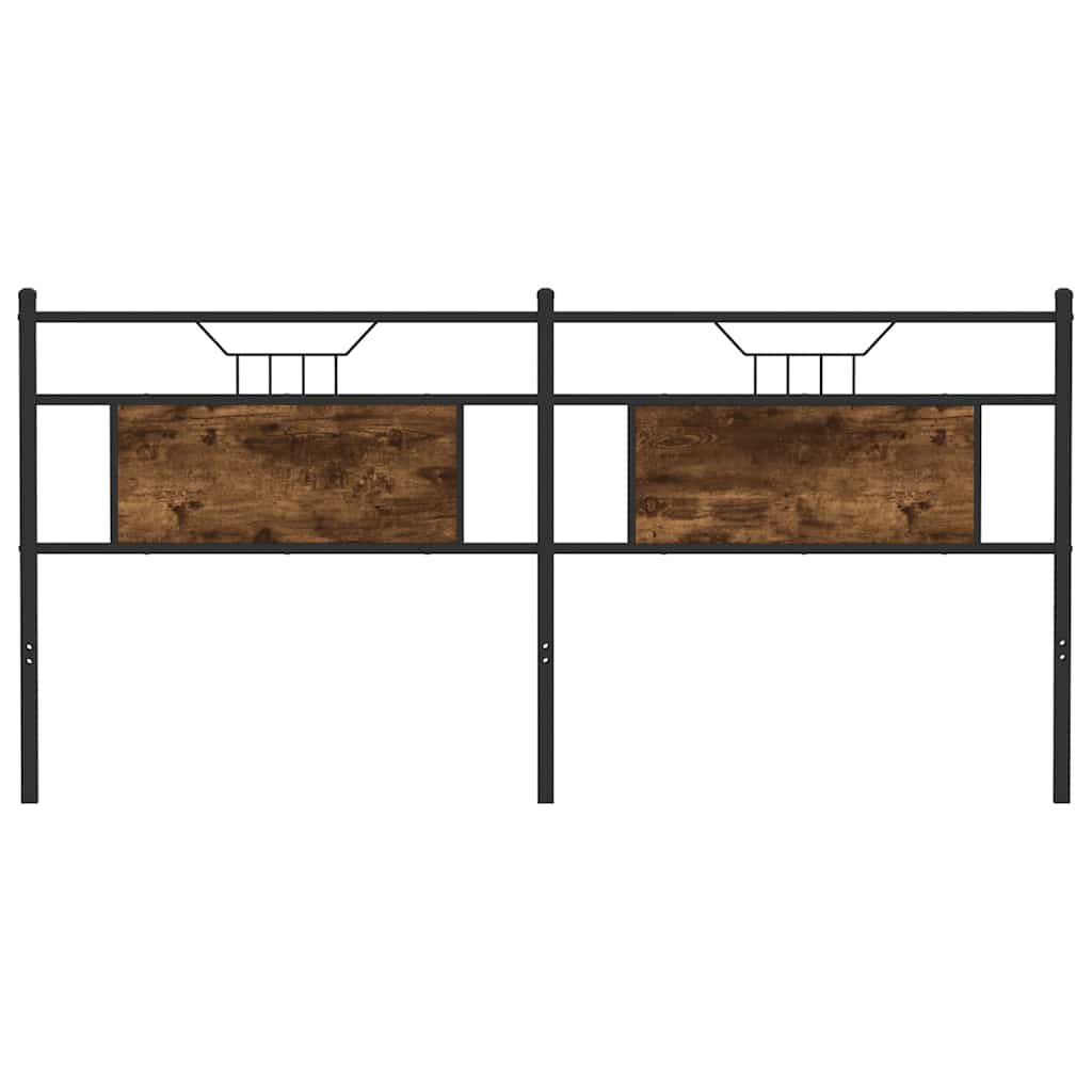 Smoked Oak Headboard, 183 cm - Engineered Wood & Steel Elegance