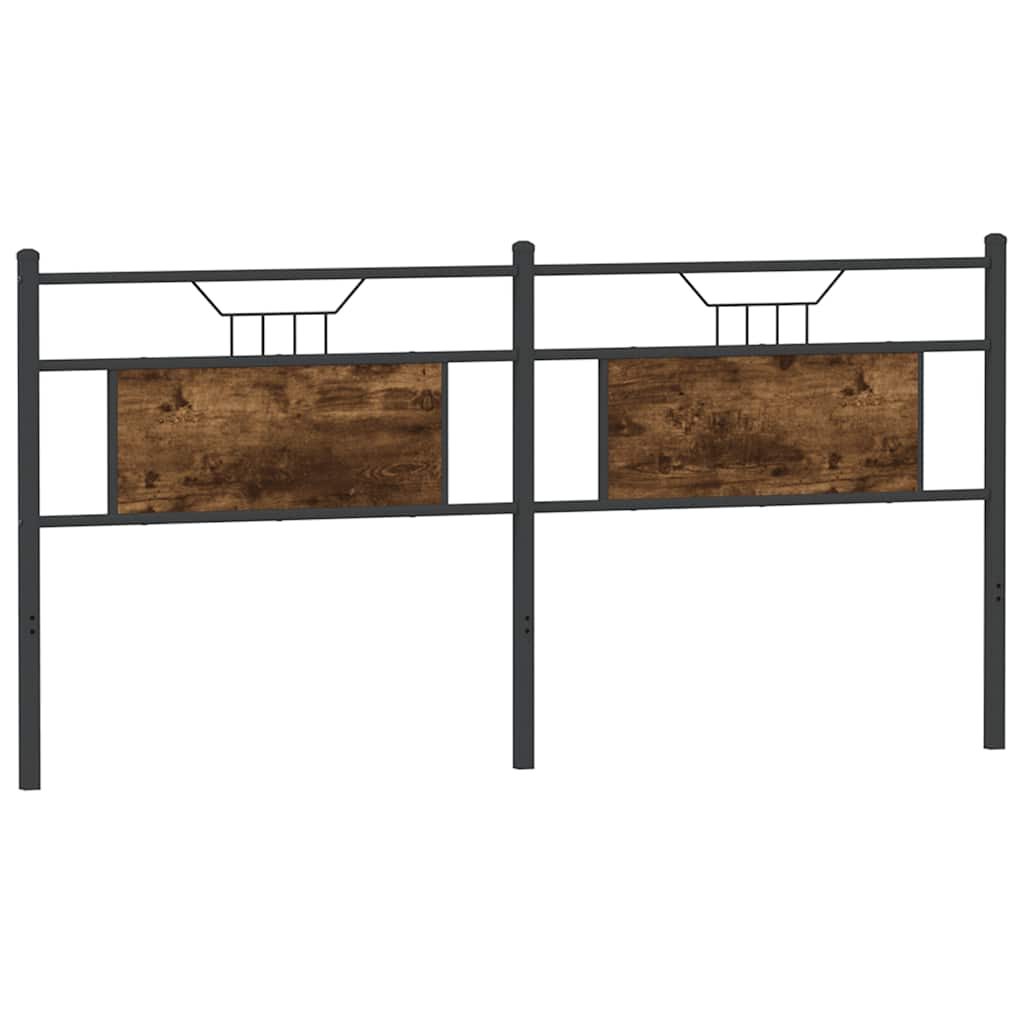 Smoked Oak Headboard, 183 cm - Engineered Wood & Steel Elegance