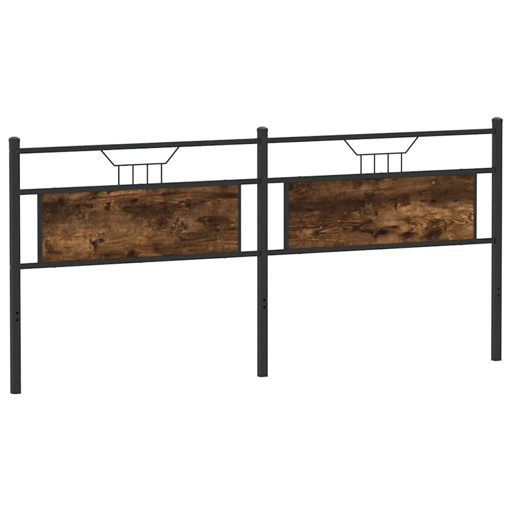 Smoked Oak Headboard 193 cm - Engineered Wood & Steel Elegance