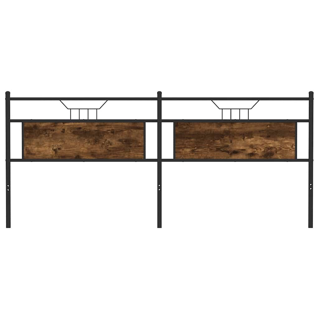 Smoked Oak Headboard 193 cm - Engineered Wood & Steel Elegance