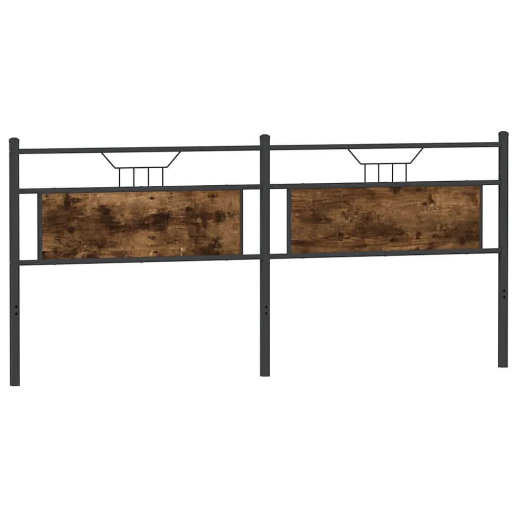 Smoked Oak Headboard 193 cm - Engineered Wood & Steel Elegance