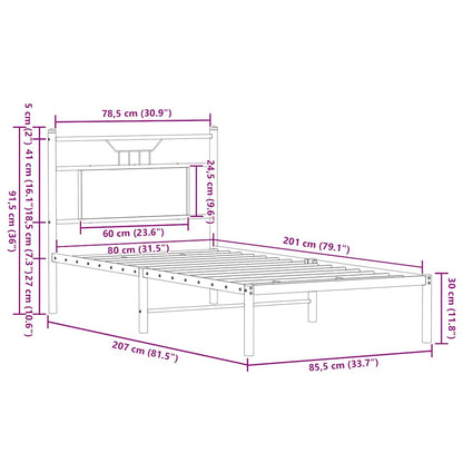 Sonoma Oak Bed Frame 80x200 cm - Engineered Wood, No Mattress