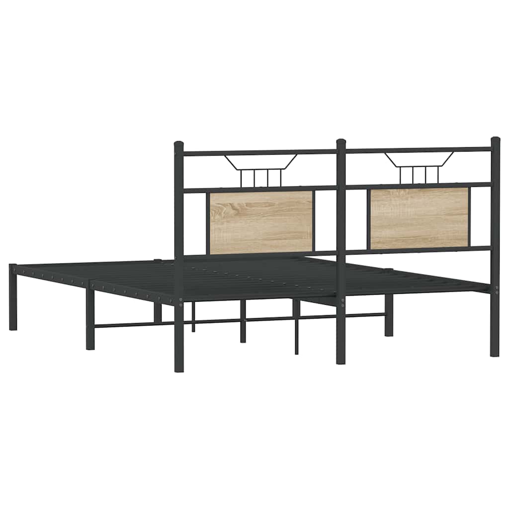 Sonoma Oak Bed Frame 140x190 cm - Engineered Wood, No Mattress