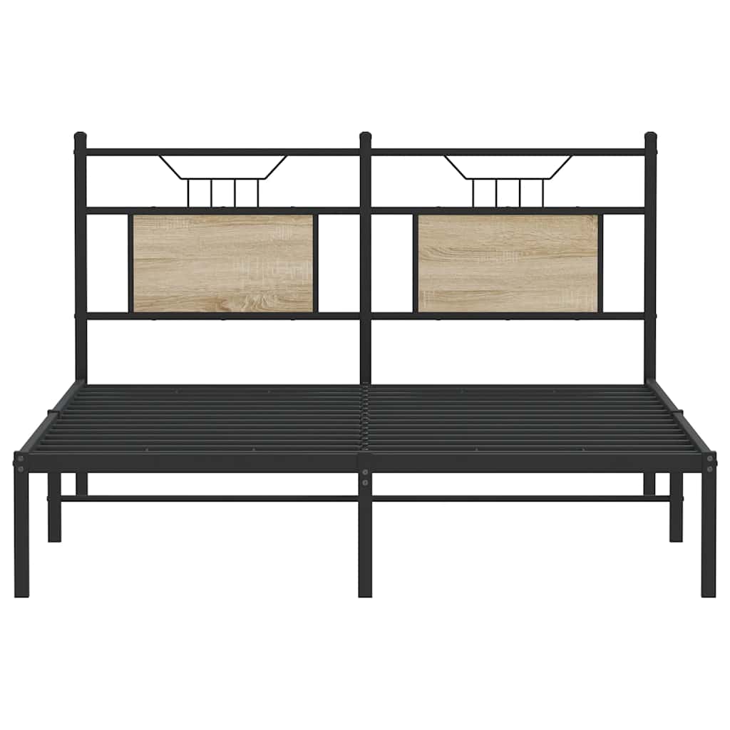 Sonoma Oak Bed Frame 140x200 cm - Engineered Wood, No Mattress