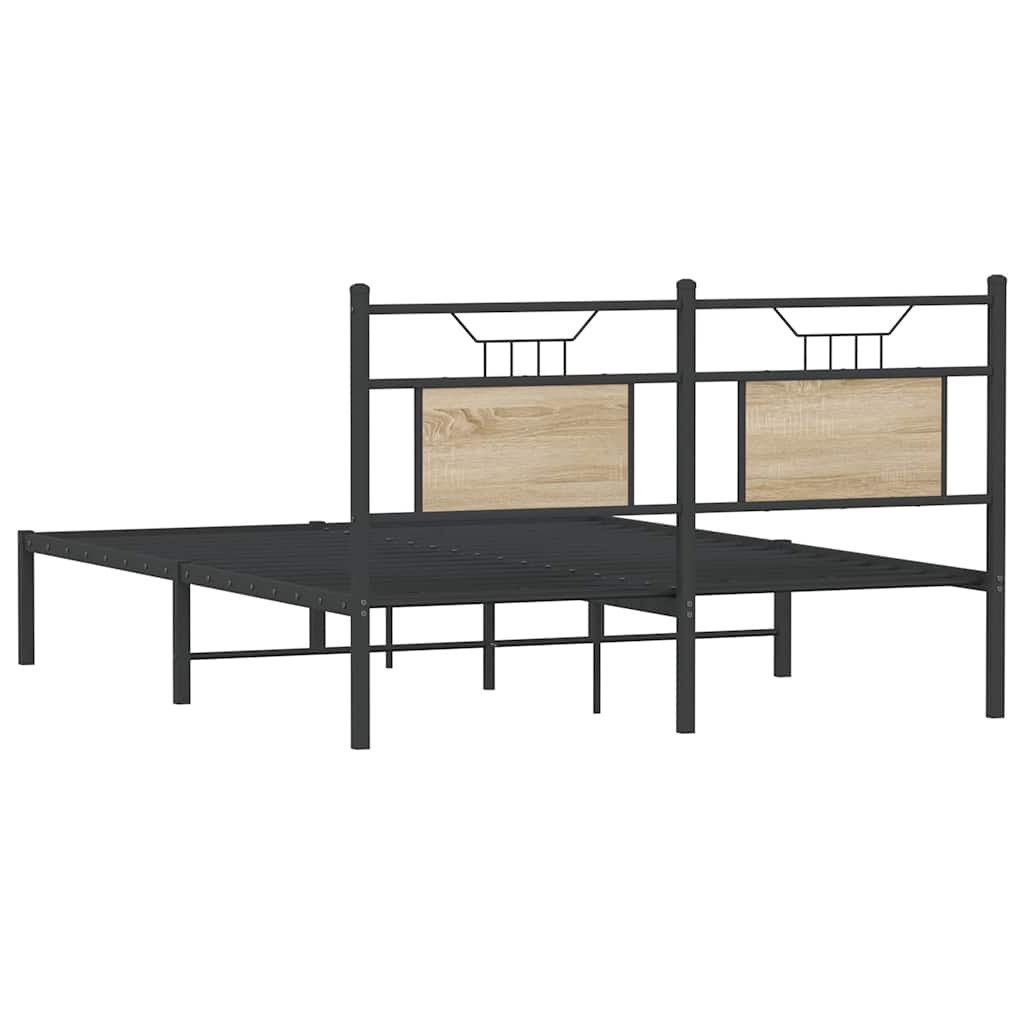 Sonoma Oak Bed Frame 140x200 cm - Engineered Wood, No Mattress