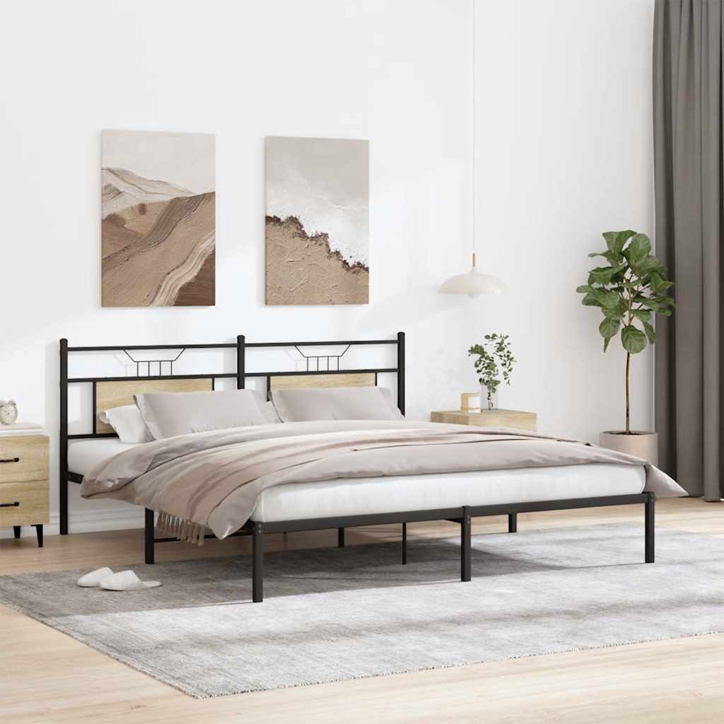 Sonoma Oak Bed Frame 183x203 cm - Engineered Wood, No Mattress