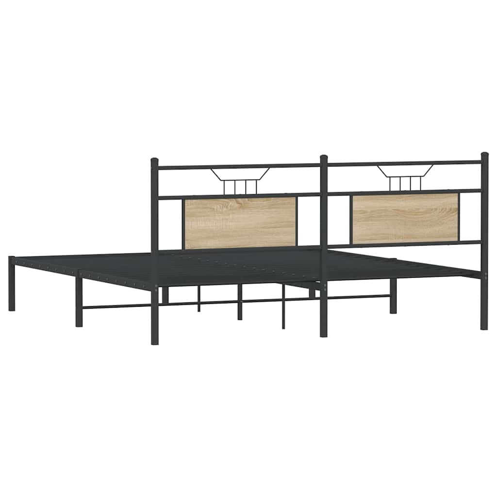 Sonoma Oak Bed Frame 183x203 cm - Engineered Wood, No Mattress
