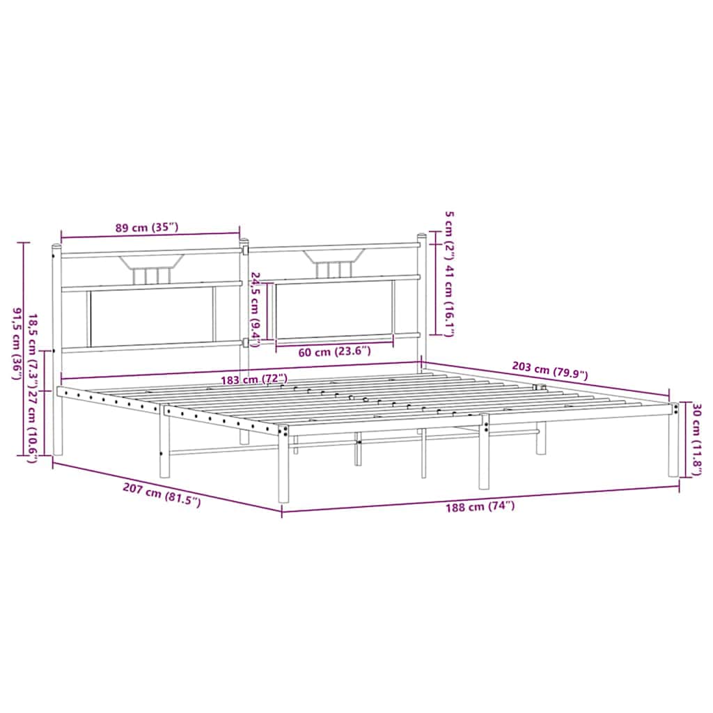 Sonoma Oak Bed Frame 183x203 cm - Engineered Wood, No Mattress