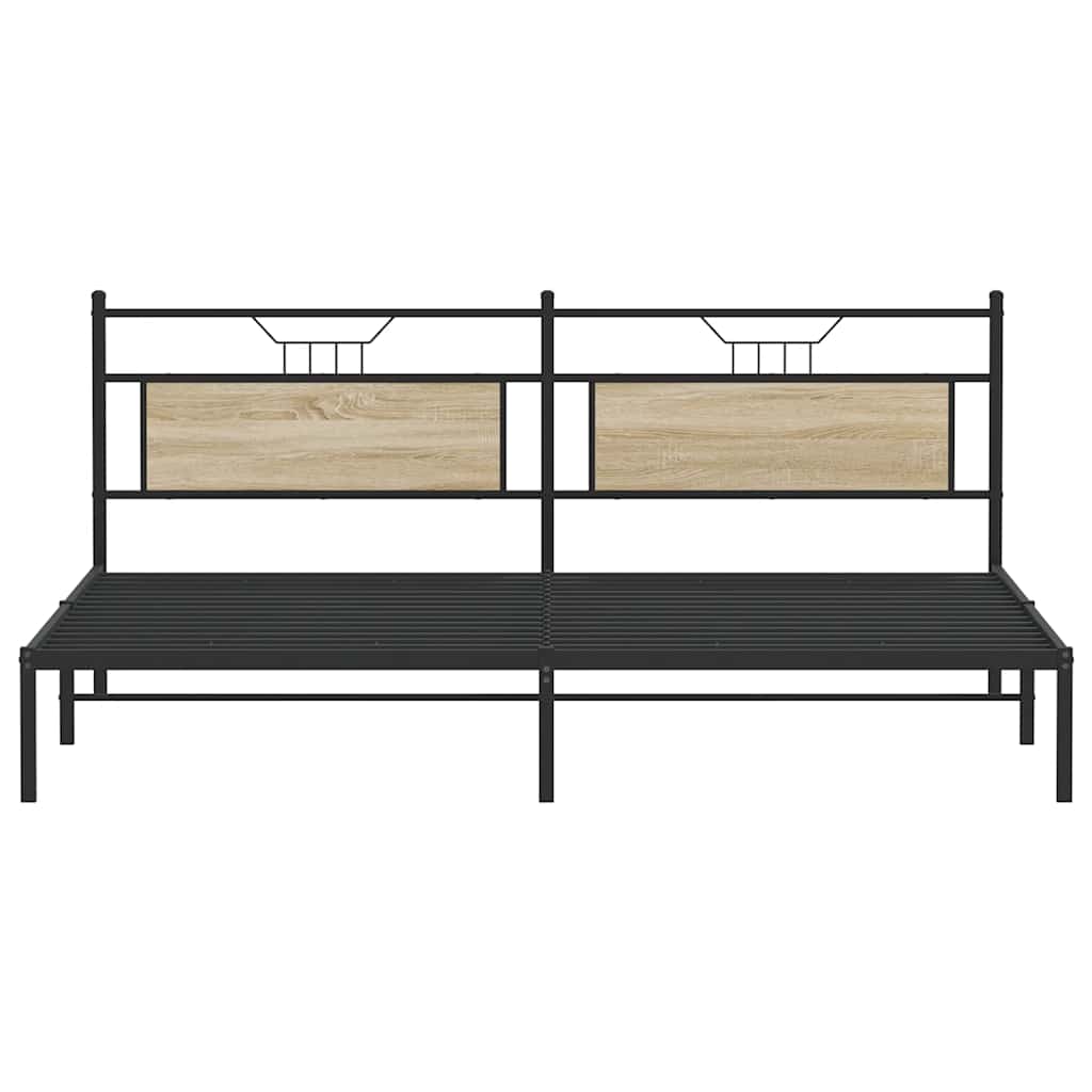 Sonoma Oak Bed Frame 200x200 cm - Engineered Wood, No Mattress