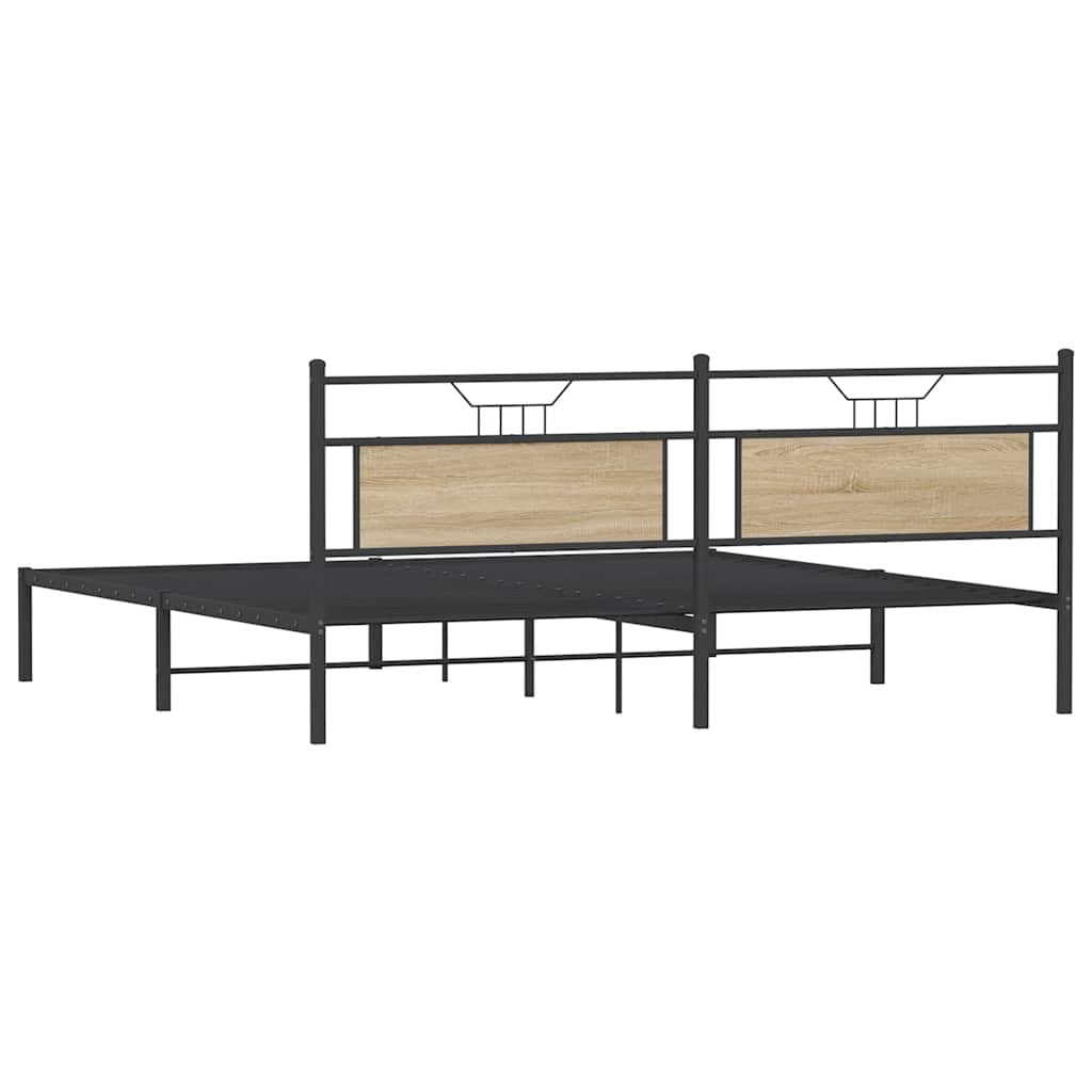 Sonoma Oak Bed Frame 200x200 cm - Engineered Wood, No Mattress