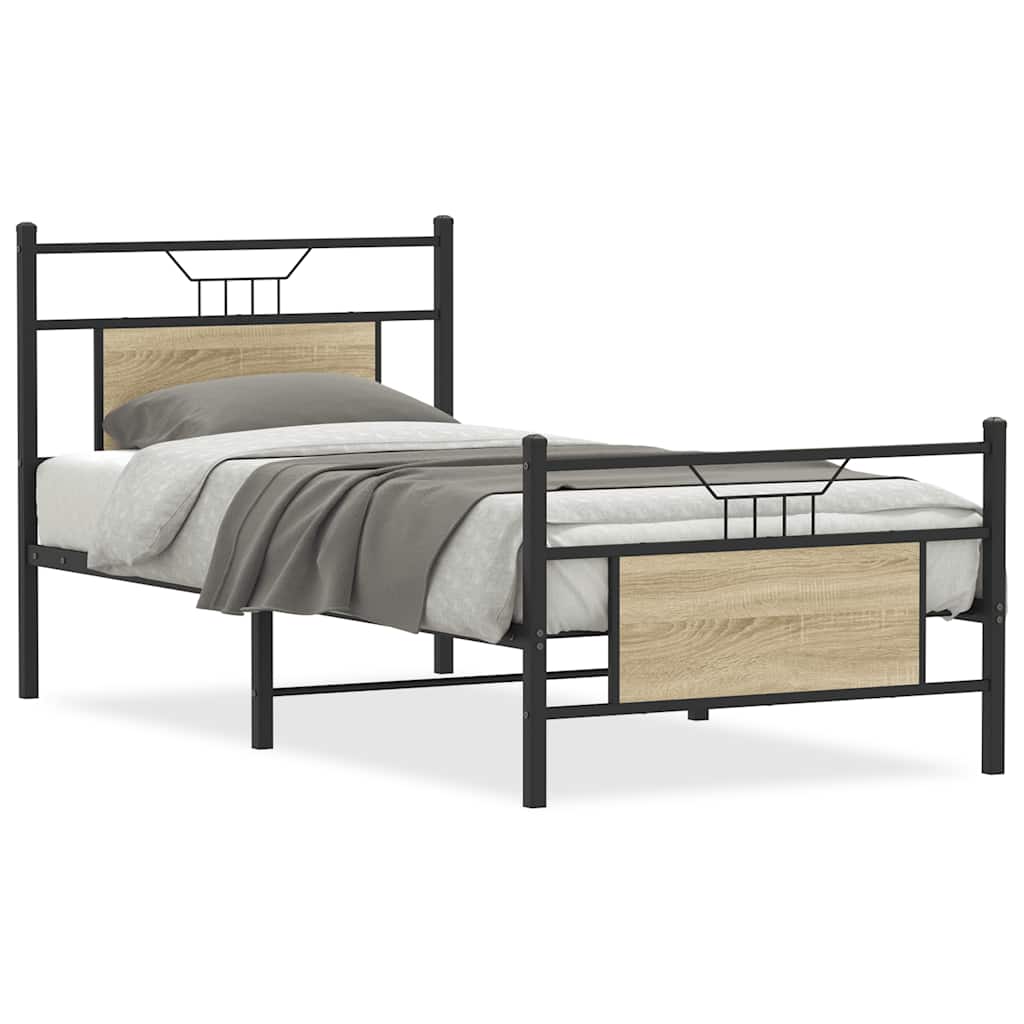 Sonoma Oak Bed Frame 80x200 cm - Engineered Wood, No Mattress