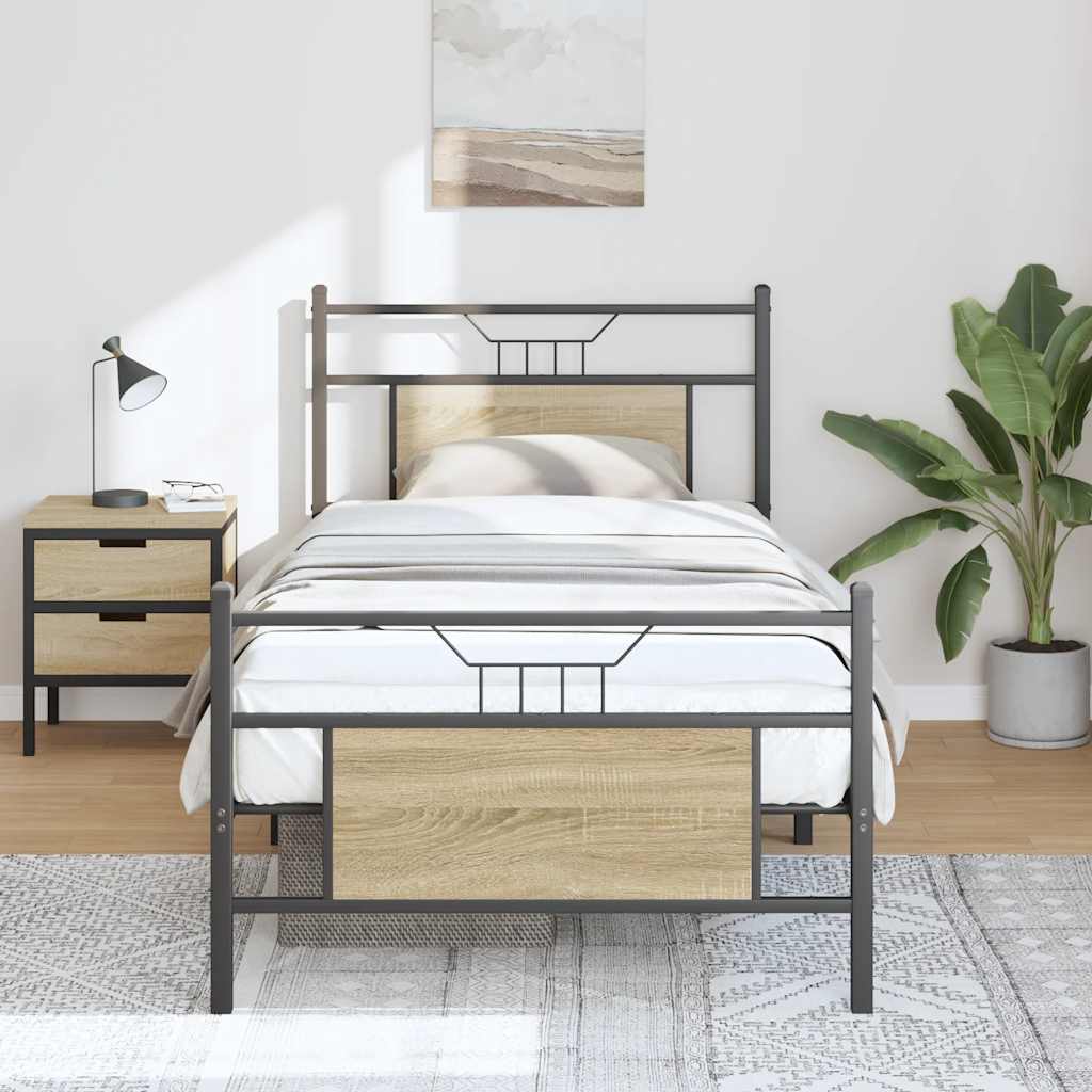 Sonoma Oak Bed Frame 80x200 cm - Engineered Wood, No Mattress
