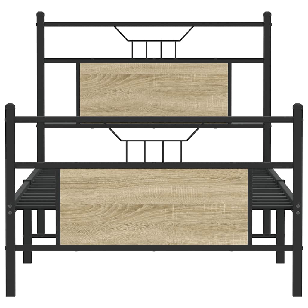 Sonoma Oak Single Bed Frame 90x190 cm, Engineered Wood