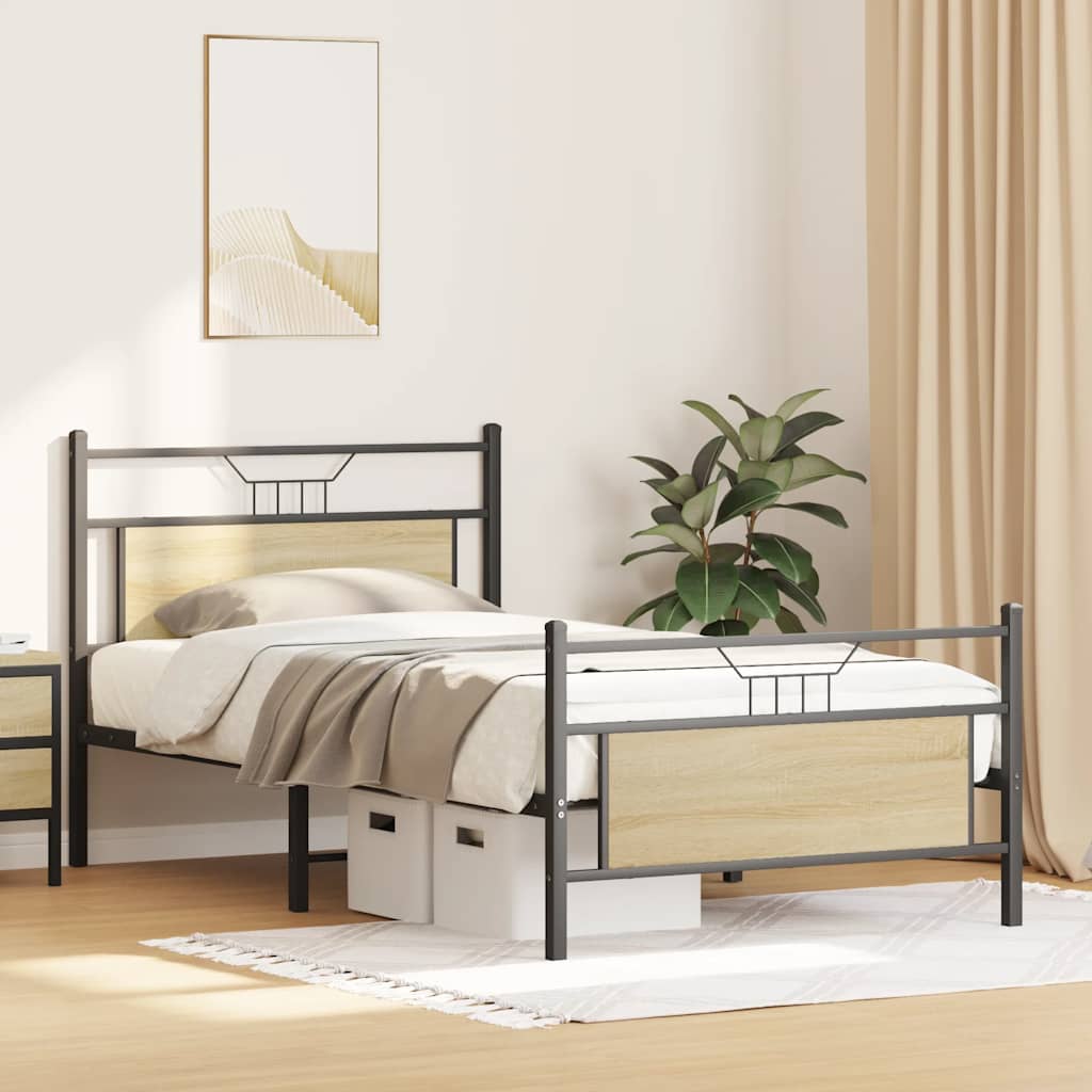 Sonoma Oak Engineered Wood Bed Frame 100x190 cm (No Mattress)
