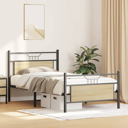 Sonoma Oak Engineered Wood Bed Frame 100x190 cm (No Mattress)