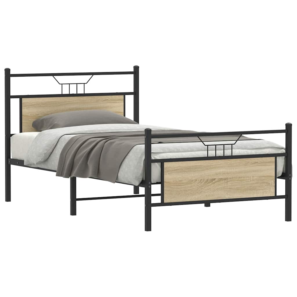 Sonoma Oak Engineered Wood Bed Frame 100x190 cm (No Mattress)