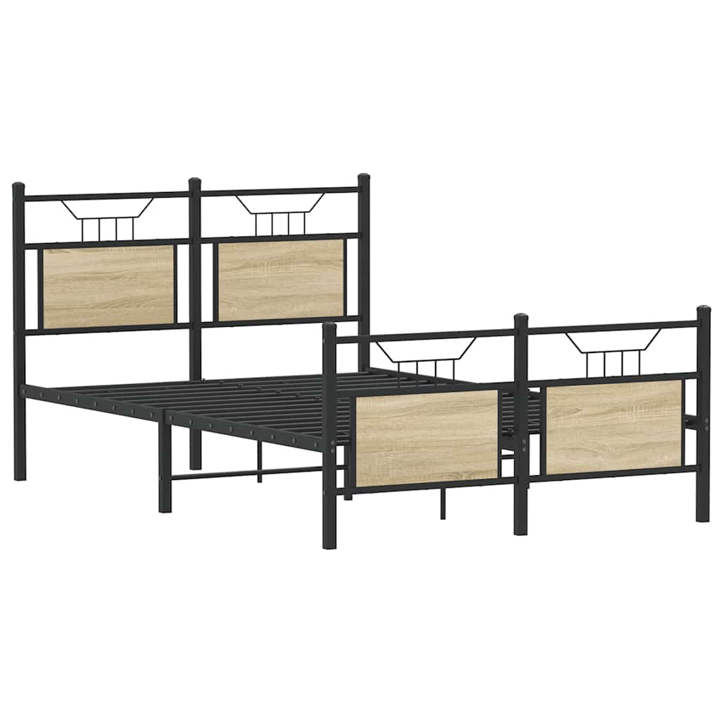 Sonoma Oak Small Double Bed Frame 120x190 cm - Engineered Wood