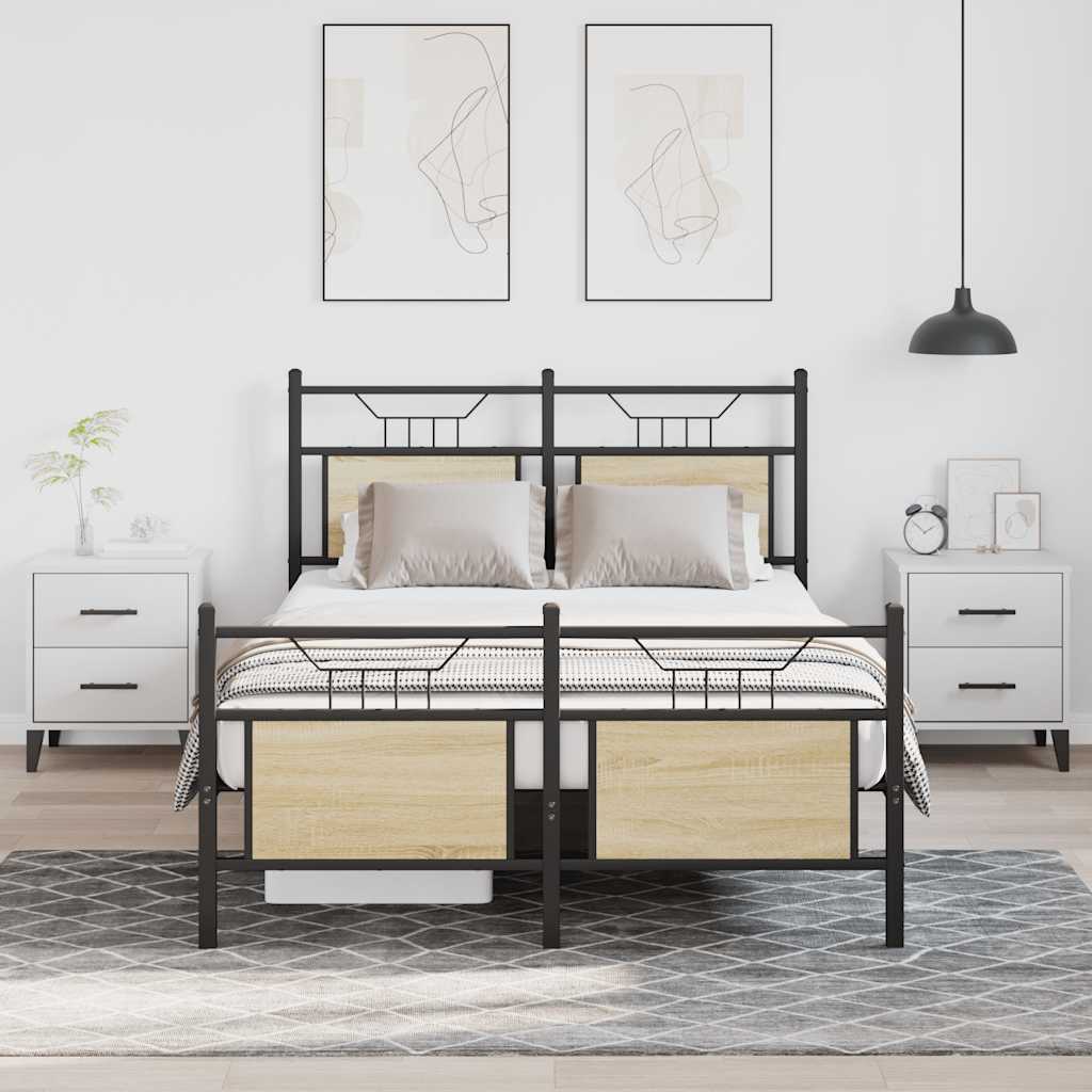 Sonoma Oak Small Double Bed Frame 120x190 cm - Engineered Wood