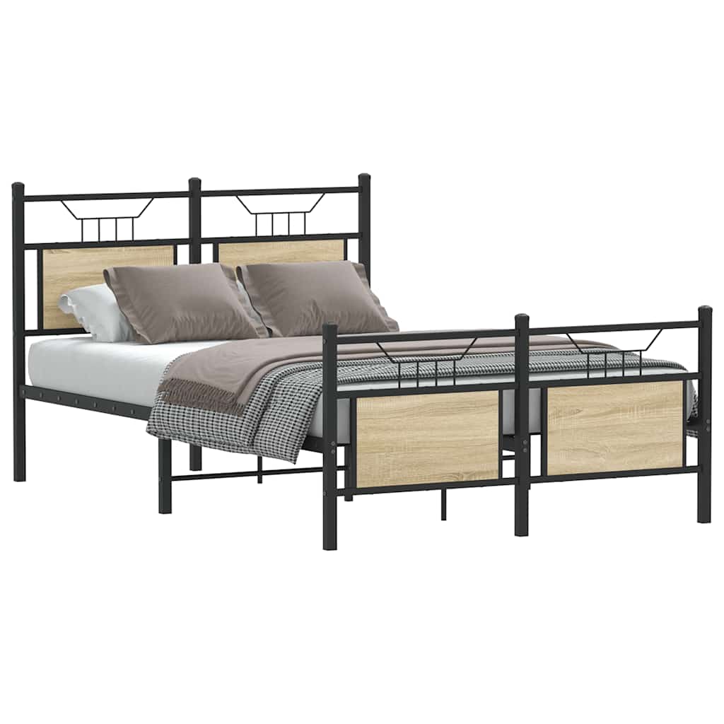 Sonoma Oak Small Double Bed Frame 120x190 cm - Engineered Wood