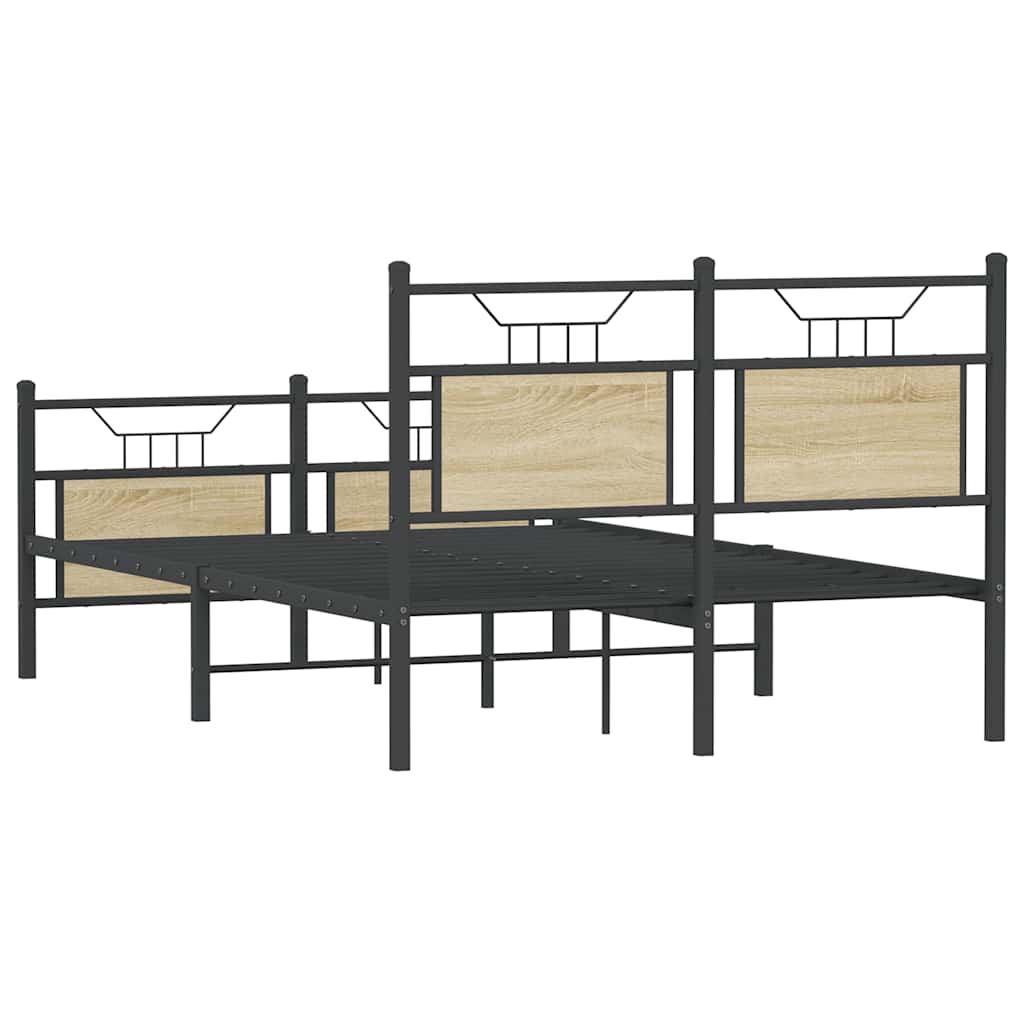 Sonoma Oak Bed Frame 137x190 cm - Engineered Wood Finish