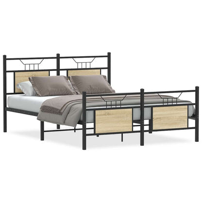 Sonoma Oak Bed Frame 140x200 cm - Engineered Wood, Mattress Excluded